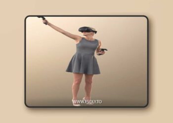 CgTrader - Ina 10012 - Woman In Summer Dress With VR Headset And Controller 3D Model