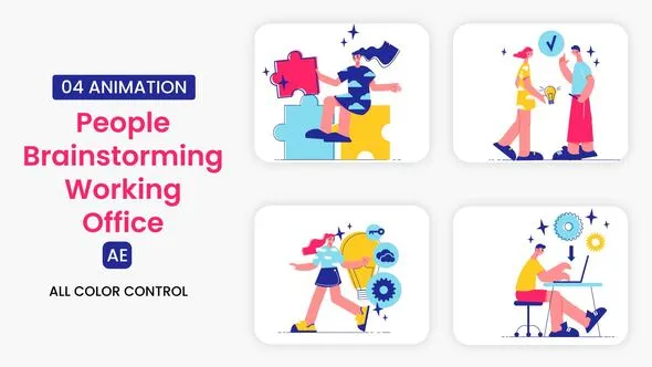Videohive People Brainstorming Working Office illustration scene 55853773 1 Videohive People Brainstorming Working Office illustration scene 55853773