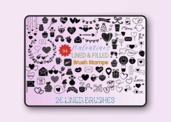 94 Valentines Procreate Brush Stamps