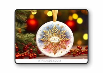Round Ornament Sublimation Clipart for New Year 2025
