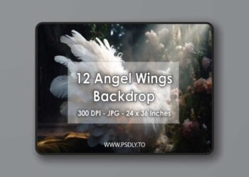 12 White Angel Wings Interior Backdrop