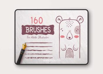 160 Ink Doodle Brushes for Adobe Illustrator