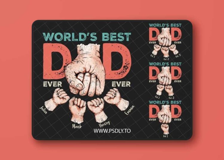 Best Dad Ever 1 to 4 Child Bundle PNG 1 Best Dad Ever 1 to 4 Child Bundle PNG