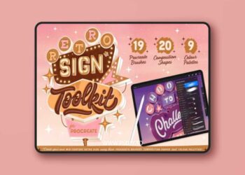 Neon Nostalgia Retro Sign Toolkit - Brushes & Swatches for Procreate