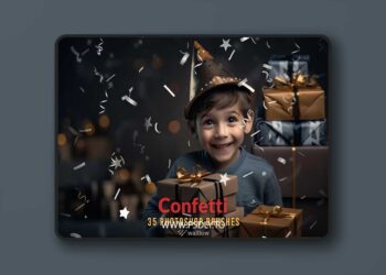 35 Confetti photoshop brushes