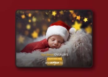 Bokeh star Christmas overlays: transparent PNG