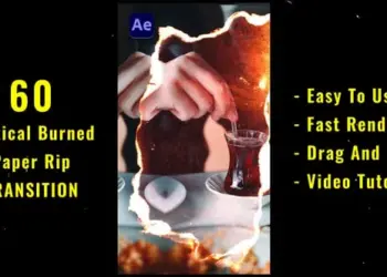 Videohive - Vertical Burned Paper Rip Transition Pack - 59209057