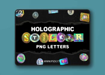 Holographic Sticker PNG Letters Pack
