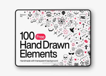 100 Hand Drawn Elements