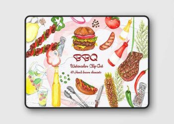 BBQ Watercolor Clipart PNG
