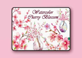 Cherry Blossom Watercolor Clipart