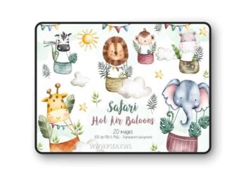 Safari Hot Air Balloons Clipart