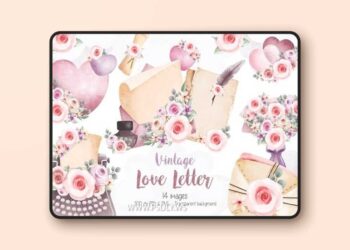 Vintage Love Letter Clipart