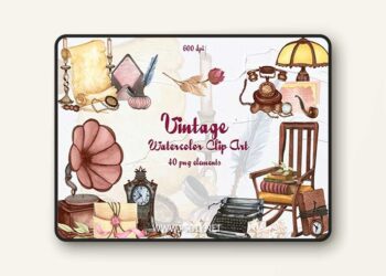 Vintage Watercolor Clipart