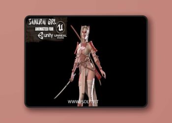 Samurai Girl Low poly 3D Model