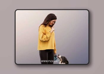 Standing Casual Girl With Dog 3D Model