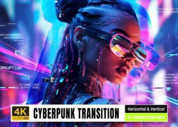 Videohive Cyberpunk Digital Glitch Transitions Vertical Ang Horizontal 62174044