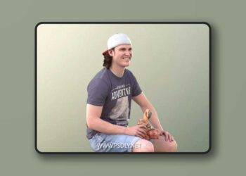 Young Man Sitting With A Paper Bag low poly 3d Model