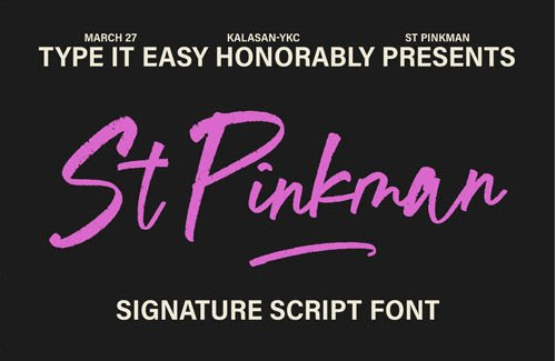 ST Pinkman - Handwritten Signature Script Font 1 ST Pinkman Handwritten Signature Script Font